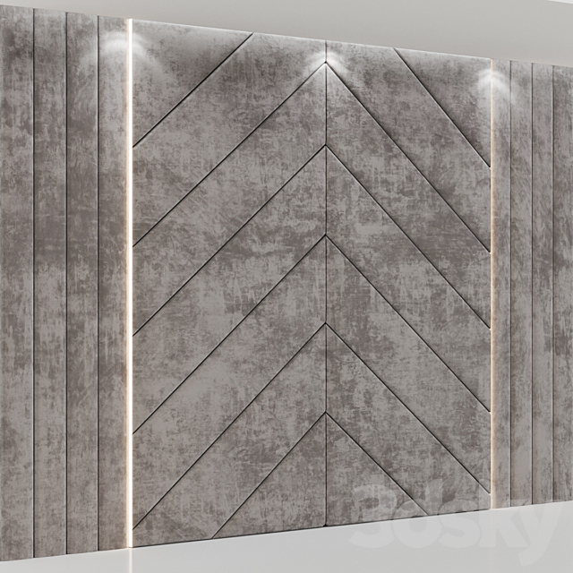 Headboard made of soft beige panels 3DSMax File - thumbnail 1