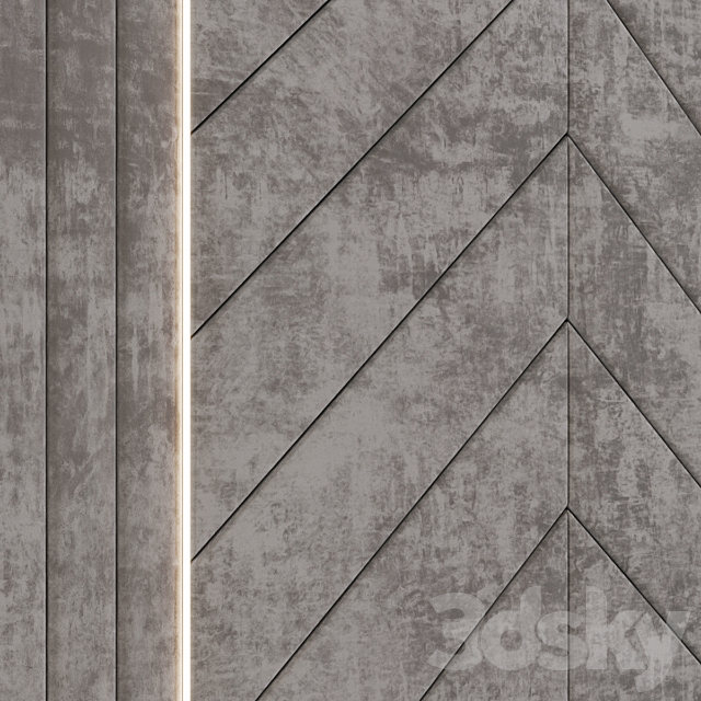 Headboard made of soft beige panels 3DSMax File - thumbnail 4