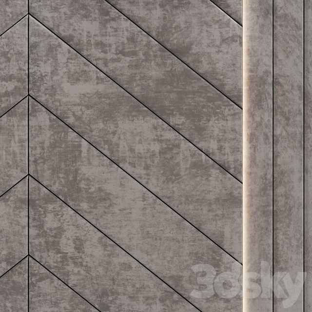 Headboard made of soft beige panels 3DSMax File - thumbnail 5