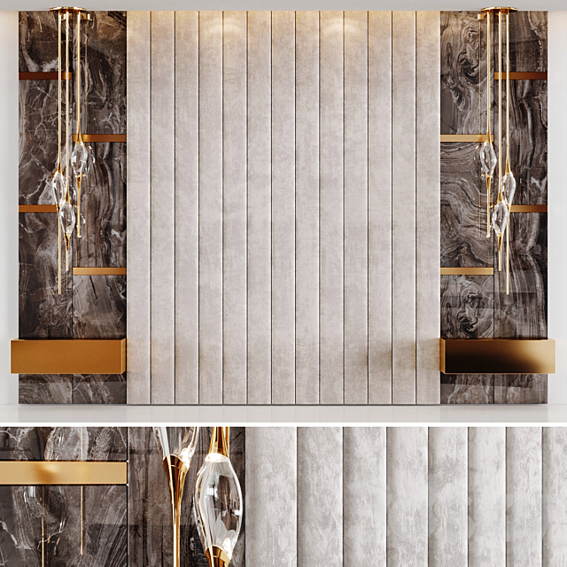 Headboard Rex Marble Brown and Beige Fabric Panels 3DSMax File - thumbnail 1