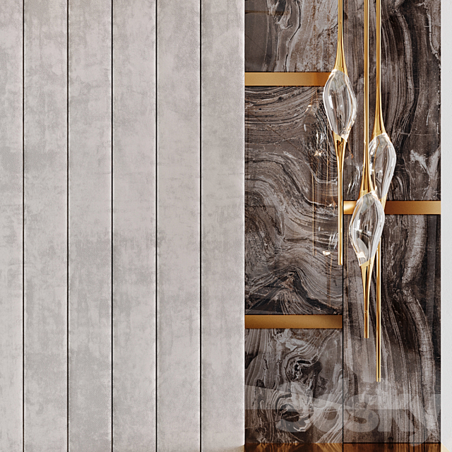 Headboard Rex Marble Brown and Beige Fabric Panels 3DSMax File - thumbnail 3