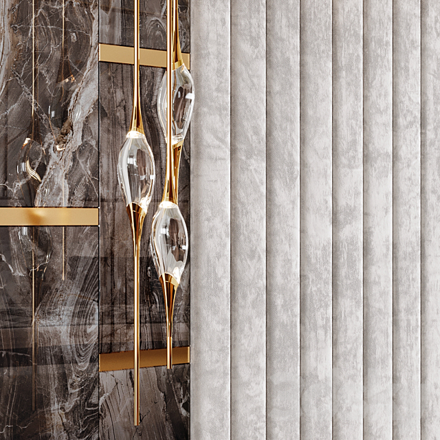 Headboard Rex Marble Brown and Beige Fabric Panels 3DSMax File - thumbnail 4