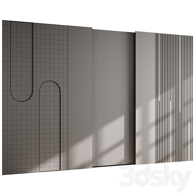 Headboard wood and concrete 3d Wall Panel 02 3ds Max - thumbnail 3