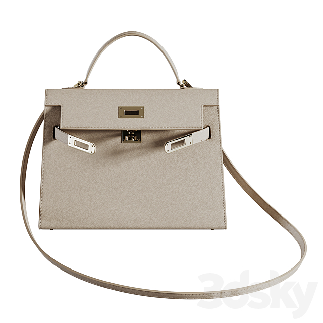 Hermes bag and mules 3ds Max - thumbnail 2