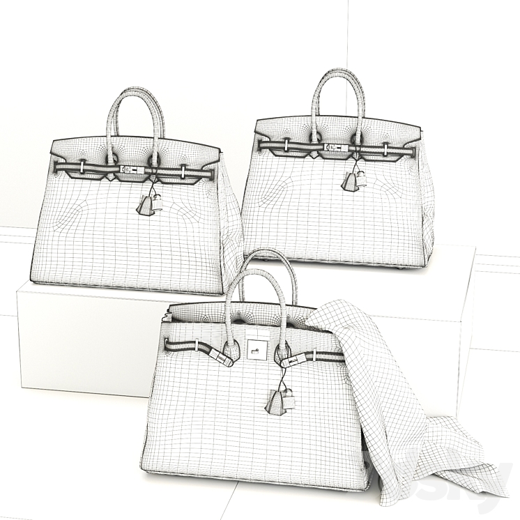 Hermes birkin bag 3DS Max Model - thumbnail 2