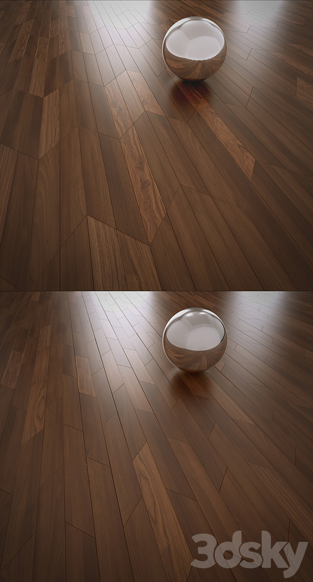 Herringbone parquet French Marco Ferutti engineering board American walnut 3ds Max - thumbnail 3