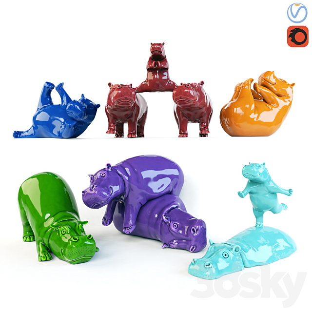 Hippos 2 3DSMax File - thumbnail 1