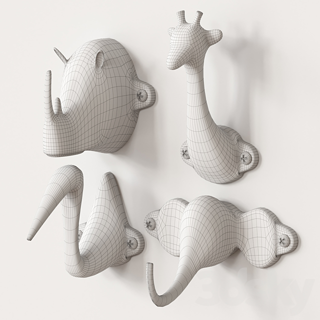 Hooks-safari _ elephant giraffe rhino heron 3DS Max Model - thumbnail 2