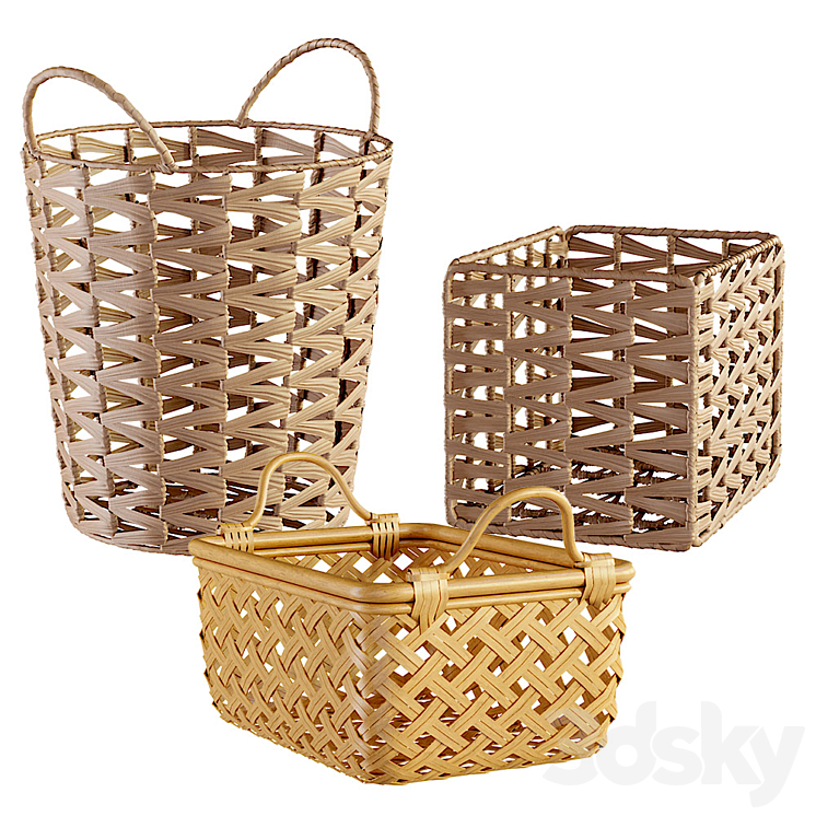 Ikea Insvep baskets set 3DS Max Model - thumbnail 1