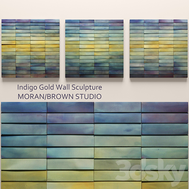 Indigo Gold Wall Sculpture painting abstraction contemporary art 3ds Max - thumbnail 1