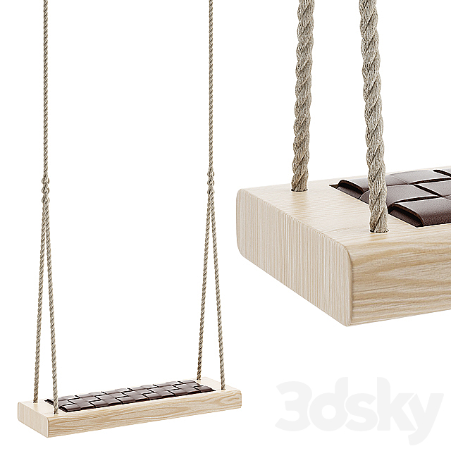 Indoor rope swing hanging chair 3DS Max Model - thumbnail 1