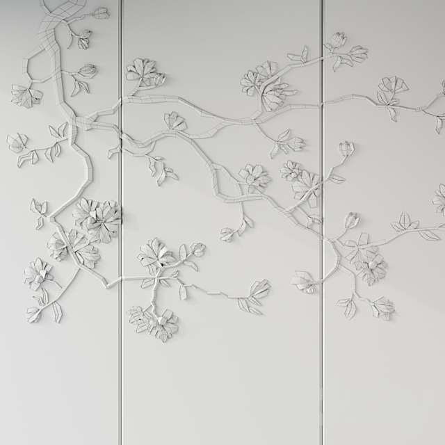 Japandi Floral Wall Panels 3DS Max Model - thumbnail 5