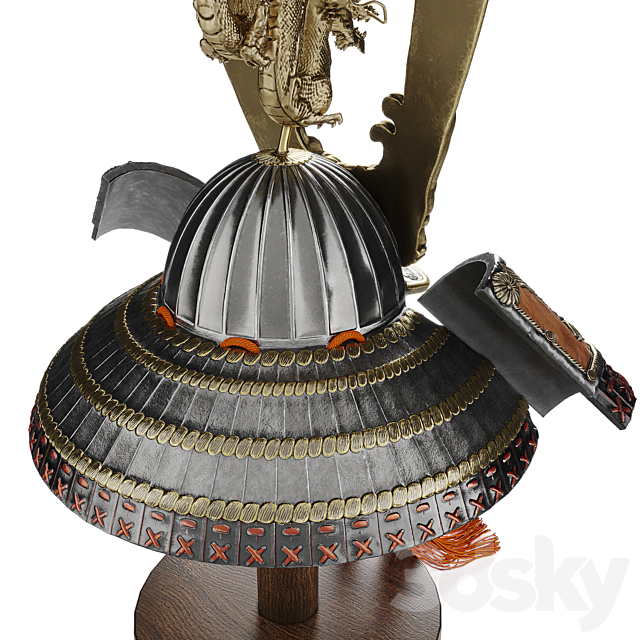 Japanese Fabulous Samurai Helmet and mask 3DSMax File - thumbnail 4