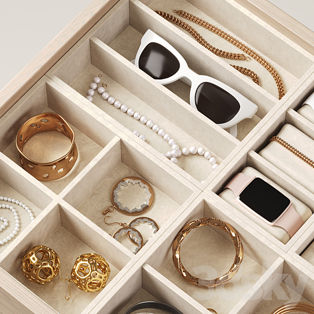 Jewelry box_organizer with jewelry 3ds Max - thumbnail 3