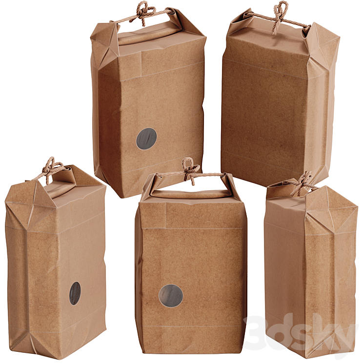 Kraft paper bag 3DS Max - thumbnail 1