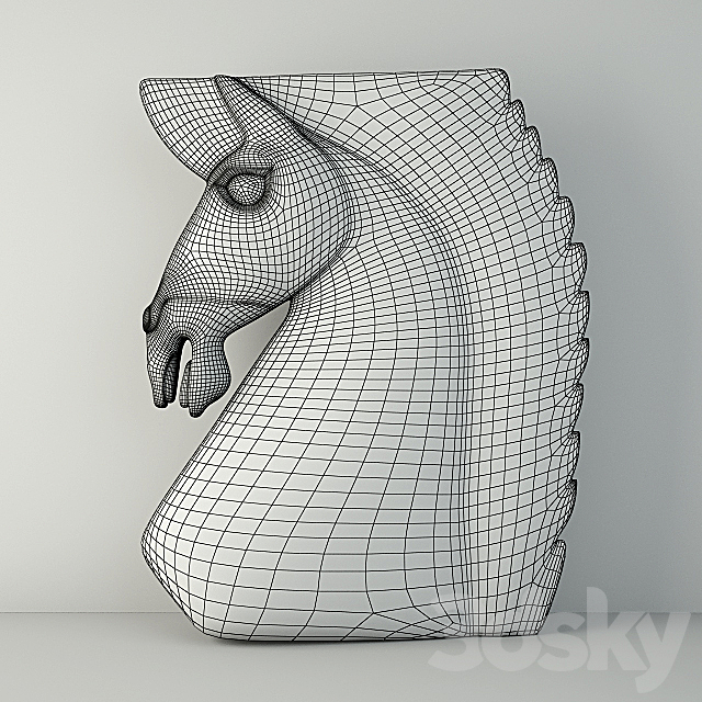 Large Wood Carved Horse Head 3ds Max - thumbnail 2