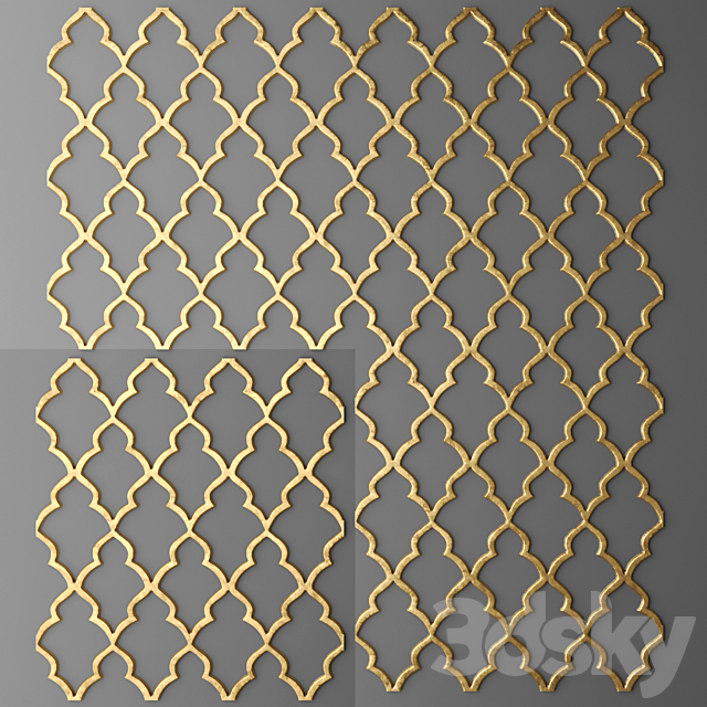 Lattice. panel. luxury. wall decor. golden 3DSMax File - thumbnail 1