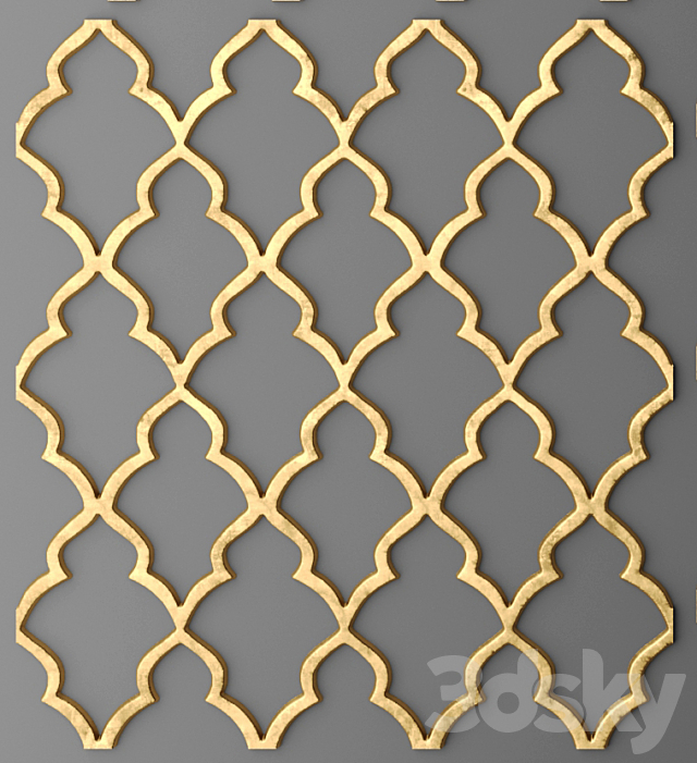 Lattice. panel. luxury. wall decor. golden 3DSMax File - thumbnail 2