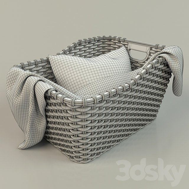 Laundry basket 3DS Max Model - thumbnail 3