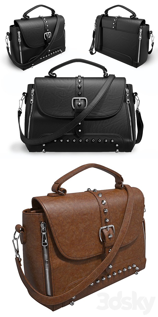 Leather bag ZMQN 3DS Max Model - thumbnail 2