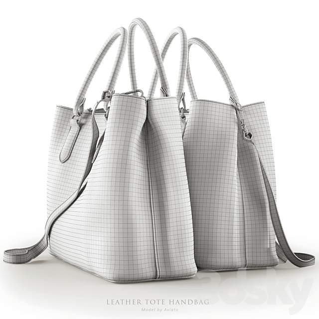 Leather tote handbag 3DSMax File - thumbnail 4