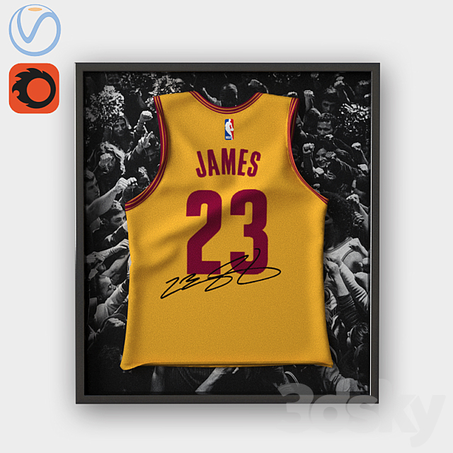 Lebron James jersey in frame _ Mike LeBron James in the frame 3DSMax File - thumbnail 1