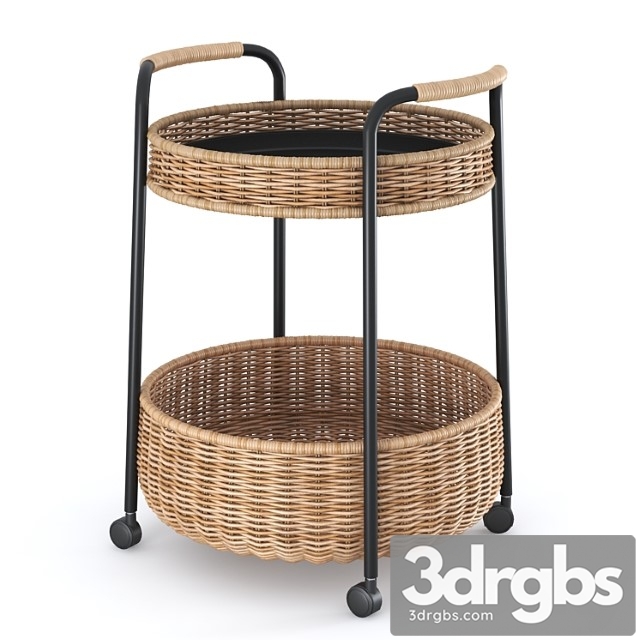 Libban Table On Wheels With Drawer Rattan Anthracite From Ikea Luban Serving Kart With Store Rattan Anthracite 3dsmax Download - thumbnail 1