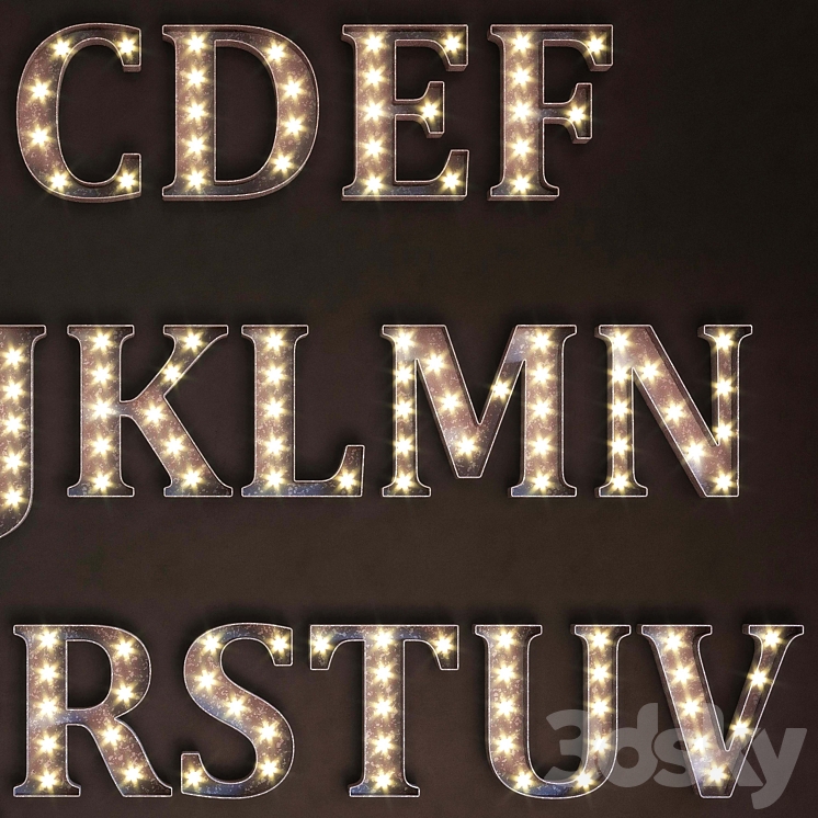 Lighted Metal sign. Set 13. Alphabet 3DS Max - thumbnail 2