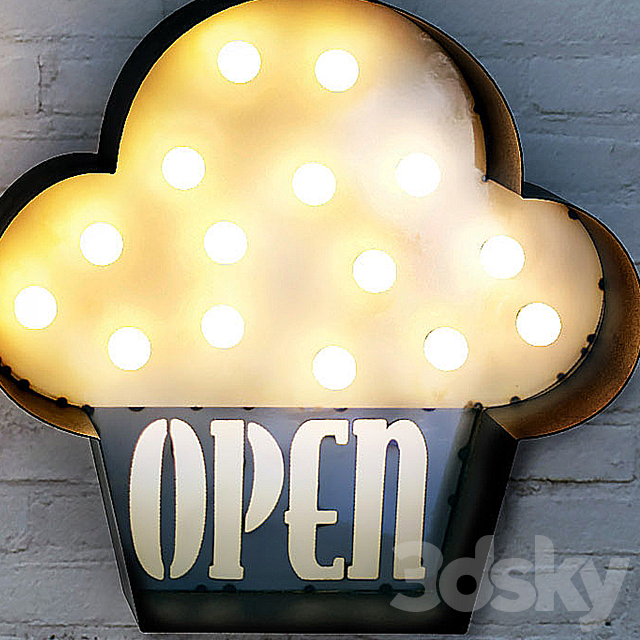 Lighted Metal sign. Set 2 3DS Max Model - thumbnail 5