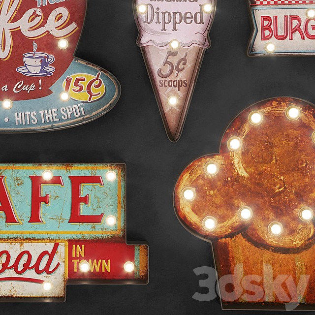 Lighted Metal sign Set 24 3DSMax File - thumbnail 2