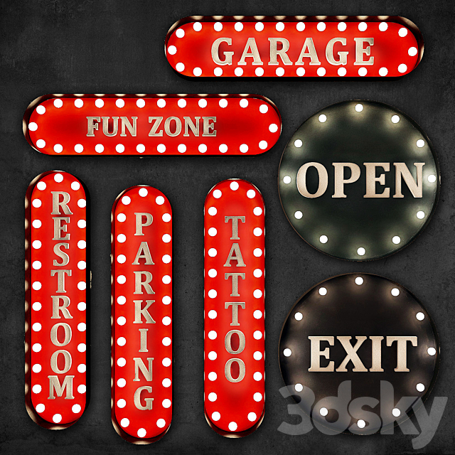 Lighted Metal sign. Set 8 3DSMax File - thumbnail 1