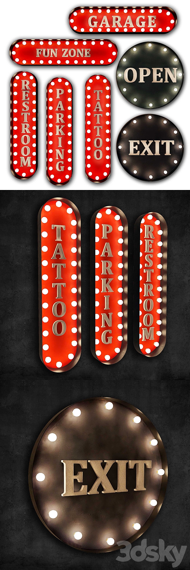 Lighted Metal sign. Set 8 3DSMax File - thumbnail 2