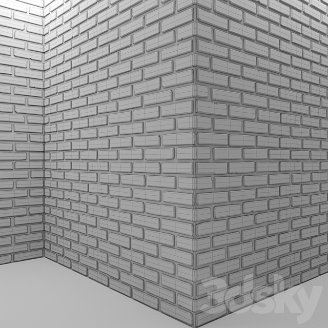 Loft. Brick wall with corners. masonry. brick. loft. decorative. panel. wall. corner. brick 3DSMax File - thumbnail 3