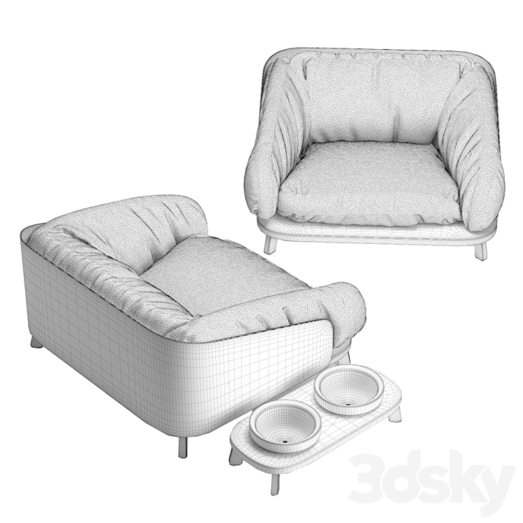 Lounger and bowl 3DS Max - thumbnail 2