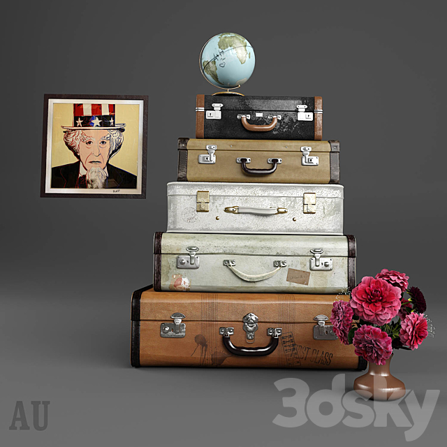 Luggage set and decor 3DSMax File - thumbnail 1