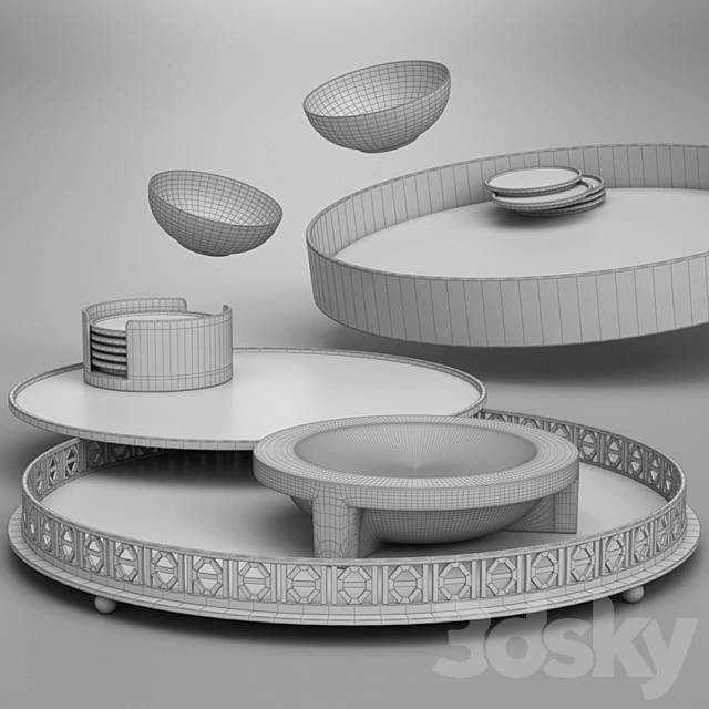 Luxury Trays Round 3DS Max Model - thumbnail 2