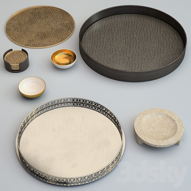 Luxury Trays Round 3DS Max Model - thumbnail 3