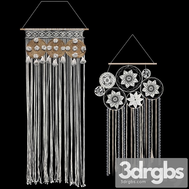 Macrame Set Dream Catcher 2 Models 2 3dsmax Download - thumbnail 1