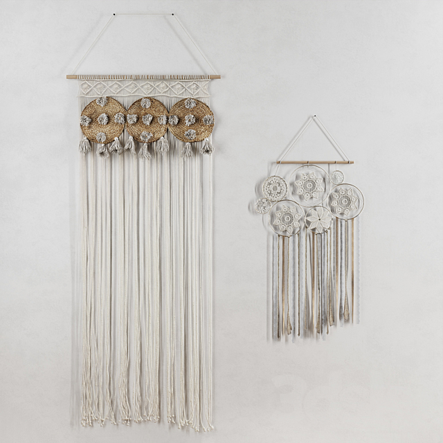 Macrame set. Dream Catcher. 2 models 3DS Max Model - thumbnail 3