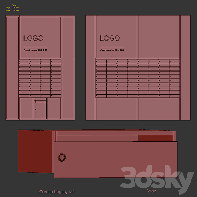 Mailboxes Modern 3DS Max Model - thumbnail 7