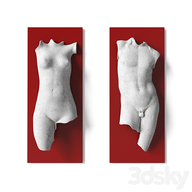 Man and woman torso wall panel 3DS Max Model - thumbnail 3