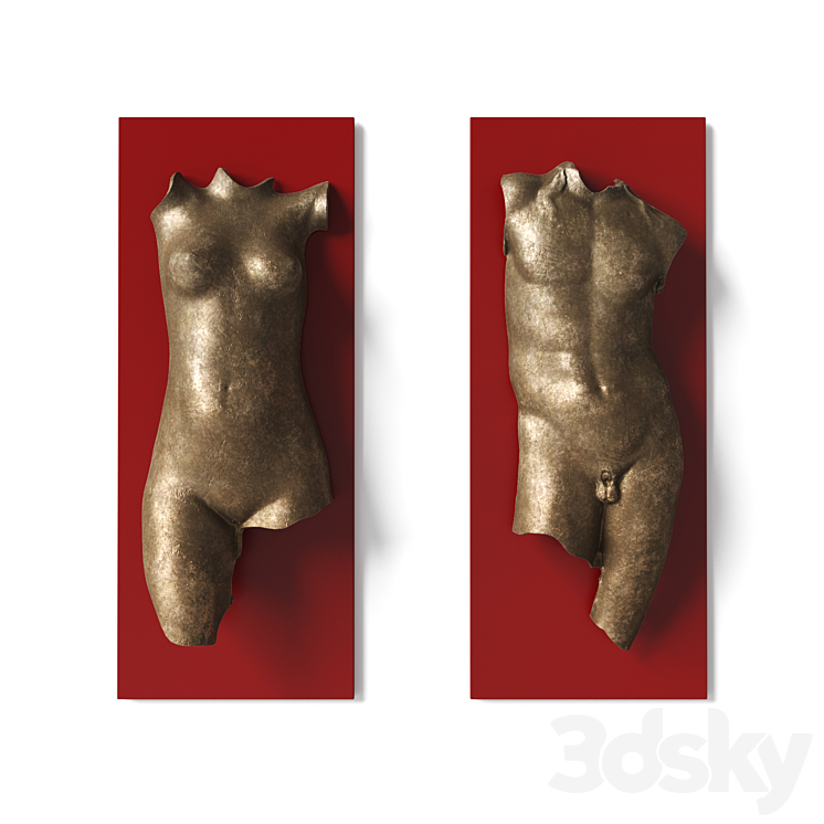 Man and woman torso wall panel 3DS Max - thumbnail 2