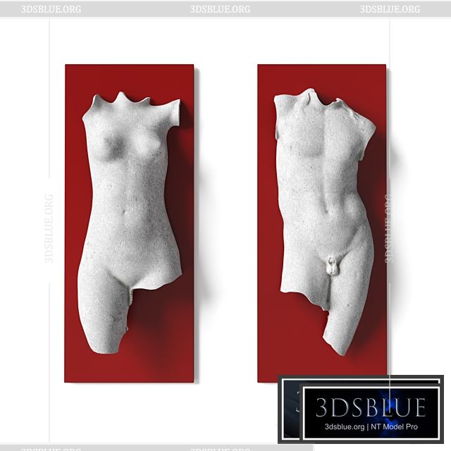 Man and woman torso wall panel 3DS Max - thumbnail 3