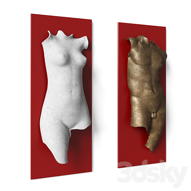 Man and woman torso wall panel 3DS Max Model - thumbnail 3