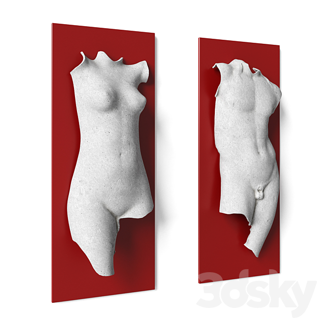 Man and woman torso wall panel 3DS Max Model - thumbnail 4