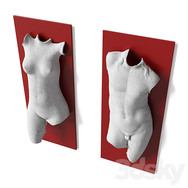 Man and woman torso wall panel 3DS Max Model - thumbnail 5