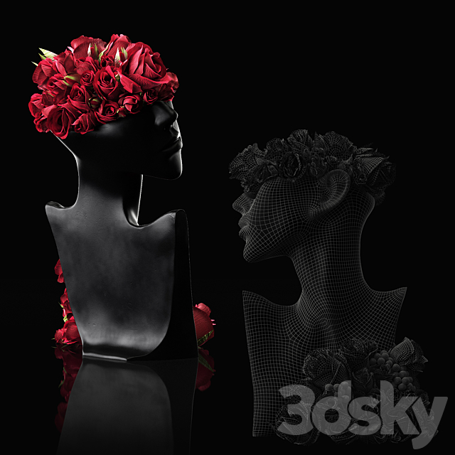 Mannequin Head Bust with a bouquet 3DSMax File - thumbnail 5