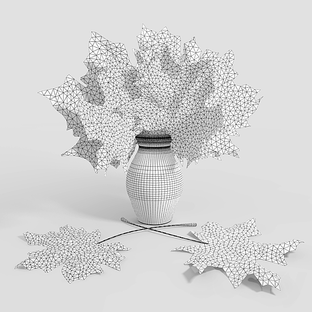 Maple leaves in a vase 3DSMax File - thumbnail 3