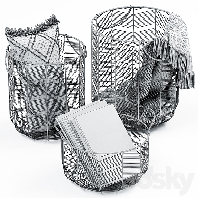 METAL BASKETS DECOR 02 3DS Max Model - thumbnail 2