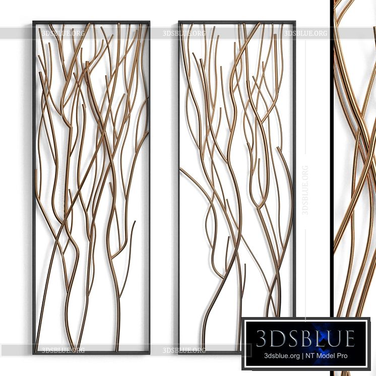 Metal branch wall set 3DS Max - thumbnail 3